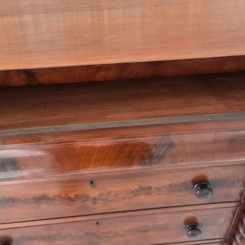 Antique Victorian Mahogany Chest of Drawers late 1800s With Barley Twist Columns